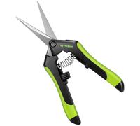 VIVOSUN Tijeras de Jardín 17cm Tijeras de Plantas con Mangos Ergonomicos Tijeras de Poda con Cuchillas Rectas y Revestimiento Antiadherente Titanio Tijeras para Rosas Verde, 1 Paquete