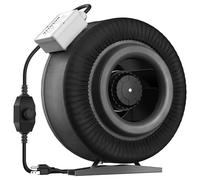 VIVOSUN Z8 Ventilador de conducto en línea de 8 pulgadas, ventilador de ventilación de 740 CFM con controlador de velocidad variable para tienda de campaña, ventilación de jardín interior, color negro