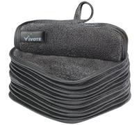 VIVOTE Paños de limpieza facial de microfibra, 15 x 15 cm, almohadillas desmaquillantes, de microfibra, lavables y reutilizables, color gris oscuro (12 unidades)