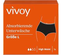 Vivoy Discreet - Ropa interior absorbente de cintura alta L, color negro, ropa interior higiénica discreta, absorbente para la incontinencia leve, lavable y reutilizable para mujer