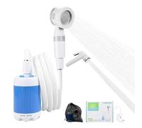 VIVSENS Ducha Portátil de Camping con Bomba Recargable- Modo de Doble Velocidad, Lavado de Autos y Mascotas，Incluye Alcachofa,2 Meters Manguera, Boquilla de Alta presión,Batería de Larga Duración