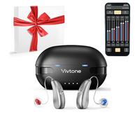 Vivtone Audífonos Bluetooth con control de aplicación para un ajuste preciso, llamadas telefónicas y transmisión de música, audífonos recargables OTC para personas mayores, adultos, hombres y mujeres