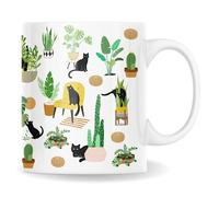 Vivulla68 Regalo para los amantes de los gatos y las plantas: regalos de jardinería para mujeres, taza de café, taza de café con temática de gatos de jardinería, regalos de mujer de plantas locas
