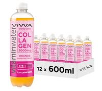 VIWA VITAMIN WATER Bebida Refrescante Cero Azúcar con Colágeno y Vitaminas C y B. Sabor Naranja y Fruta de la Pasión, 600ml, Pack de 12, Body Pro