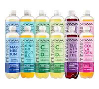 VIWA VITAMIN WATER Mix Bebidas Refrescantes con Vitaminas y Minerales de 6 Sabores, 2 Botellas por Sabor, 600ml, Pack de 12