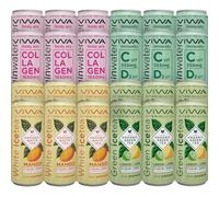 VIWA VITAMIN WATER Mix Bebidas Refrescantes y Tés Helados Cero Azúcar con Vitaminas y Minerales de 4 Sabores, 6 Latas por Sabor, 330ml, Pack de 24
