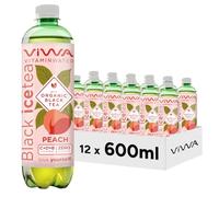 VIWA VITAMIN WATER Té Helado Negro Bebida Refrescante Cero Azúcar con Vitaminas C, D y B. Sabor Melocotón, 600ml, Pack de 12, Black Tea
