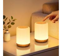 VIWAVE 2 Piezas Lamparas de Mesita de Noche, Luz Nocturna Infantil con 256 Colores RGB & 3 modos, Luz Nocturna Táctil con Temporizador y Memoria, Lámpara de Mesa Inalámbrica Para Dormitorio