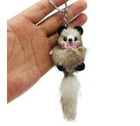 ViWaVee Llavero con diseño de mapache de peluche suave para coche, moto, colgante y amuleto de la suerte, decoración para mochila, bolso y cartera., gris, 12*4*4cm