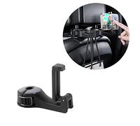 ViWaVee Soporte para reposacabezas de coche con soporte para teléfono móvil, gancho trasero de 360° para asiento de coche para bolso, cartera, tela, alimentos(negro).