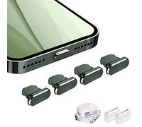 VIWIEU Tapones antipolvo de metal compatibles con iPhone 14, 13, 12, 11, X, XS, XR, 8, 7, SE, Mini Plus, Pro Max, iPad, AirPods, 4 unidades, protector de puerto de carga Lightning con soporte de