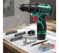 VIWKO 12V Destornillador Electrico, Taladro Atornillador Batería Max 25NM, 98 Accesorios Atornillador Electrico, 25+1 Par, LED Luz, Baterías 2000mAh, Portabrocas 10mm, para Reparación y DIY Green