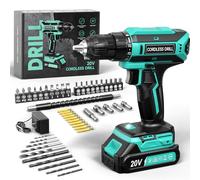 VIWKO Taladro Atornillador Batería, 20V Atornillador Electrico, 25+1 Ajuste de Par, 42Nm Taladro Inalámbrico, LED Luz, juego de Accesorios de Taladro Bateria de 56 Piezas Para Bricolaje, Azul