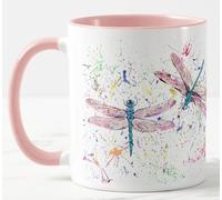 Vixar Libélula libélula acuarela arte taza de colores regalo cumpleaños trabajo oficina Navidad té café rosa
