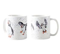 Vixar Taza de colores con diseño de pájaro de frailecillo para regalo de cumpleaños, trabajo, oficina, Navidad, té, café (blanco)