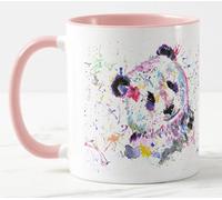 Vixar Taza de colores con diseño de panda, acuarela, arco iris, regalo de cumpleaños, trabajo, oficina, té de Navidad, café (rosa)
