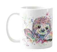 Vixar Taza de colores con diseño de perezoso, acuarela, arcoíris, regalo, cumpleaños, trabajo, oficina, té de Navidad, café (blanco)