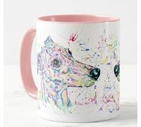 Vixar Taza de colores con diseño de perro de carreras de Greyhound con acuarela, arco iris, regalo de cumpleaños, Pascua, trabajo, oficina, Navidad, té, café (rosa)