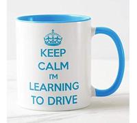 Vixar Taza de colores con texto en inglés Keep Calm I'm Learning to Drive (azul)