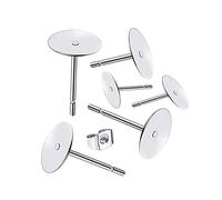VIXDA 100 Uds 3mm-12mm Pendientes hipoalergénicos de Acero Inoxidable Postes Almohadilla Plana Pendientes en Blanco para Hacer Joyas