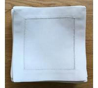 VIXDA 12 Piezas Servilletas Blancas con vainica para cóctel, para Fiestas, Bodas, manteles de Lino, Tela de algodón