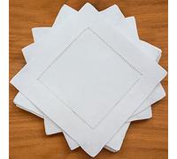 VIXDA 12 servilletas de cóctel con vainica, Tela de Lino y algodón, 8 x 8 Pulgadas (20 x 20 cm)