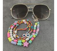 VIXDA 2 Piezas Cordón antipérdida con Cuentas Coloridas Estilo Bohemio para Cubrir la Cara, Correa para Gafas, Collar para Mujer, Cadena Larga para Gafas de Sol