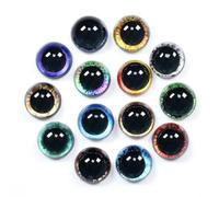 VIXDA 20 Piezas de Ojos Redondos de 6 mm a 20 mm de Fondo Plano para Manualidades, Ojos de Cristal de plástico para Marionetas, Juguetes de Peluche, Piezas, Accesorios para muñecas.