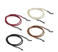 VIXDA 4 Piezas Cordón elástico para Gafas de Sol de Cuero sintético, Cadena para Gafas, Correa Antideslizante y antipérdida, Correa para Gafas Deportivas Unisex