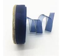 VIXDA 5 Yardas 3/4quot; Cinta de Organza con Borde Dorado Brillante de 20mm para el Pelo de Lazo, decoración navideña para Boda, Tejido de Costura de Encaje DIY