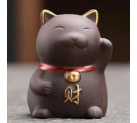 VIXDA Adornos de té para Gatos de la Suerte de Arena Morada, Pintados en Dorado, Accesorios de Mesa de té Boutique, Decoraciones para Gatitos Que se Pueden Mantener.