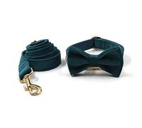 VIXDA Arnés de Perro Verde Esmeralda Vintage Collar de Perro con Correa Correa de Collar de Perro de Pajarita Suave Ajustable
