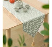 VIXDA Elegante Camino de Mesa Turquesa, Camino de Cama Jacquard con borlas, Mantel Rojo, Estrecho para Fiesta en casa, decoración de Mesa de Comedor de Boda
