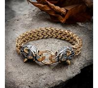 VIXDA Pulseras para Hombre, Brazalete de Cadena de Malla de Acero Inoxidable, joyería Punk con Cabeza de Lobo, Regalos para Hombre