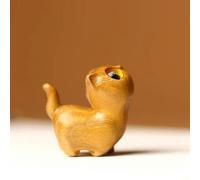 VIXDA Talla de sándalo Verde, Gatito extraño, Animal Creativo, Lindo Gato de Madera, Juego de Mano, Mango, una pequeña manualidad de cumpleaños