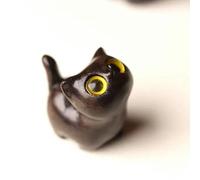 VIXDA Talla de sándalo Verde, Gatito extraño, Animal Creativo, Lindo Gato de Madera, Juego de Mano, Mango, una pequeña manualidad de cumpleaños