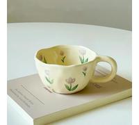 VIXDA Tazas de cerámica, Tazas de café, Tazas de té con Leche, Tazas de Avena, Tazas de Desayuno, Tazas de Flores Irregulares, Hechas a Mano