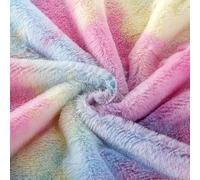 VIXDA Tela de Felpa de Pelo de Conejo arcoíris de 50x160CM, Tela Estampada de Terciopelo PV, Franela degradada para Bufanda, Accesorios, Ropa, Juguete DIY