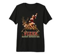 Vixen Reno Vintage Retro Raunchy Santa Pinup Niña Navidad Camiseta Premium