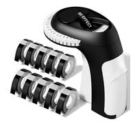 Vixic Grabadora de relieve portátil, autoadhesiva, grabadora retro 3D con 10 cintas en relieve, para el hogar y para proyectos de manualidades y hobby, color negro