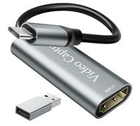 VIXLW Tarjeta de Captura de Video, Tarjeta de Captura USB 3.0 HDMI a USB C, 4K 1080P 60FPS, Tarjeta de grabación de Video para Juegos en Vivo, para Sistema Windows/Mac OS con Adaptador USB C para