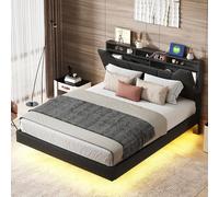 VixorLuilith Letto Imbottito 140 x 200 cm, struttura letto matrimoniale, con illuminazione a LED, struttura letto sospesa con rete a doghe, caja contenitore, senza testiera, senza materasso (140 x 200