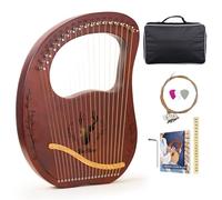 VixxNoxx Arpa de lira, 19 cuerdas de metal de caoba, instrumentos musicales de cuerda con llave de afinación, juego de cuerdas de repuesto, manual (idioma español no garantizado)