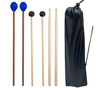 VixxNoxx Juego de mazos de batería - 3 pares (goma, 5A, marimba) con bolsa de baquetas, accesorios para instrumentos de percusión para tambor de acero, glockenspiel, bombo, platillos y mazos de