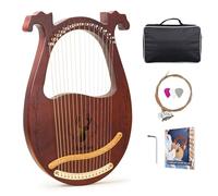 VixxNoxx Kit de arpa de lira de caoba de 16 cuerdas, instrumentos musicales de cuerda con bolsa de llave de afinación, instrucciones (idioma español no garantizado), cuerdas adicionales para