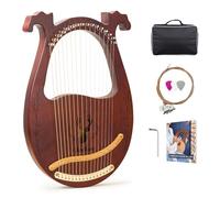 VixxNoxx Kit de arpa de lira de caoba de 16 cuerdas, instrumentos musicales de cuerda con bolsa de llave de afinación, instrucciones (idioma español no garantizado), cuerdas adicionales para