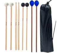 VixxNoxx Kit de mazos de batería - 4 pares (fieltro, goma, marimba, 5A) baquetas con bolsa, instrumentos de percusión, accesorios para principiantes para tambor de acero, bombo, platillos,