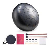 VixxNoxx Tambor de lengua de acero, tambor de lluvia de 11 notas de 10 pulgadas para jardín exterior, tambor de tanque de chakras, timbre de lluvia, kit de instrumentos de percusión musical con llave
