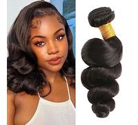 VIYAVIYA Paquetes de cabello humano ondulado suelto, grado 10A, 100% sin procesar, un paquete de cabello ondulado negro natural de 14 pulgadas para mujer