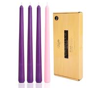 Viyffo Juego de 4 velas cónicas de Adviento de 10 pulgadas, color morado y rosa, sin perfume, sin goteo, sin humo, para iglesia y celebraciones